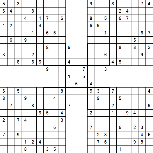 Samurai Sudoku - Difficile
