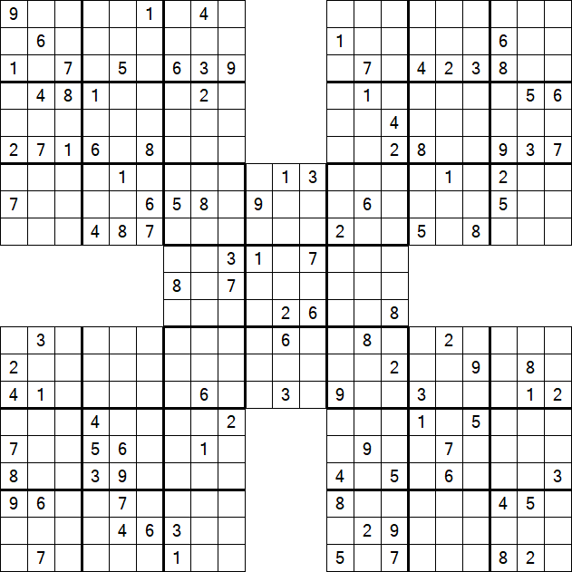 Samurai Sudoku - Difficile