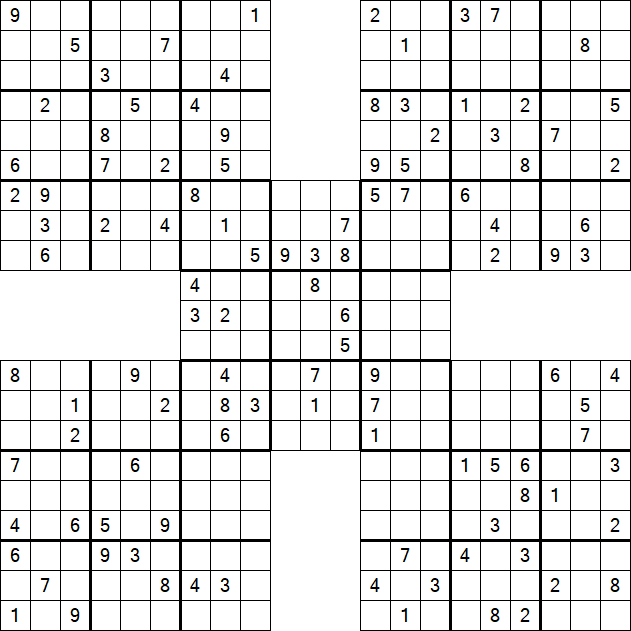 Samurai Sudoku - Difficile
