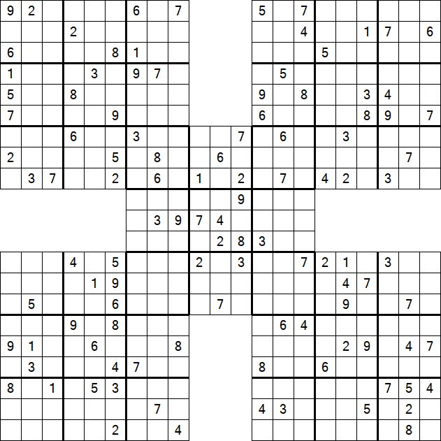 Samurai Sudoku - Difficile