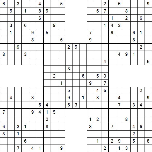Samurai Sudoku - Difficile