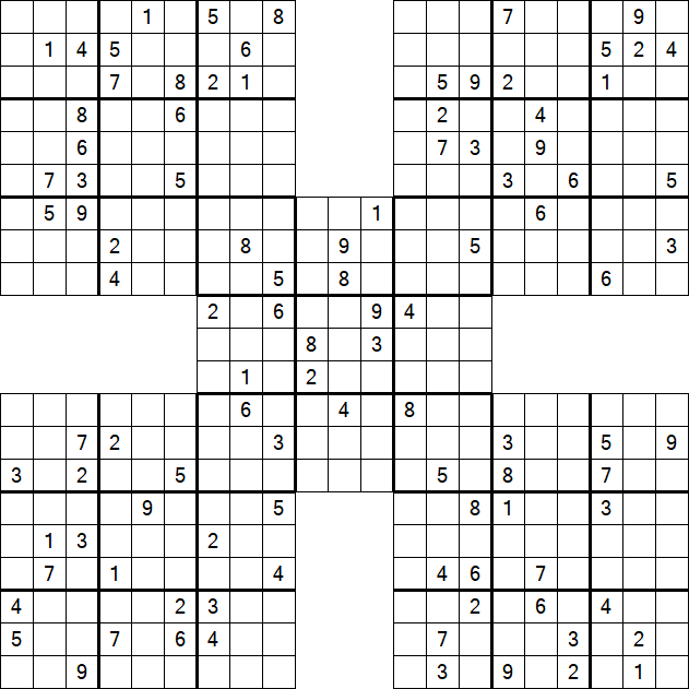 Samurai Sudoku - Difficile