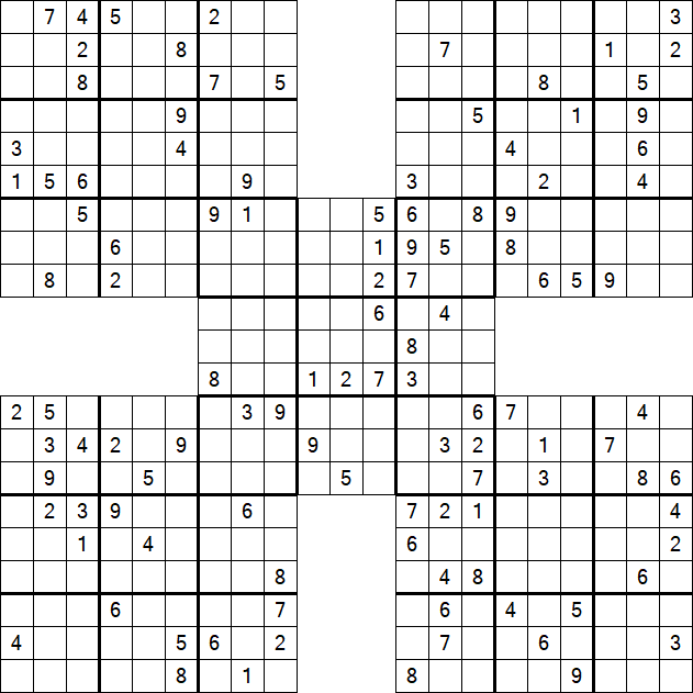 Samurai Sudoku - Difficile