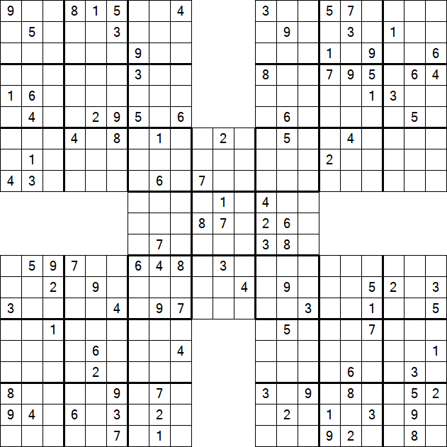 Samurai Sudoku - Difficile