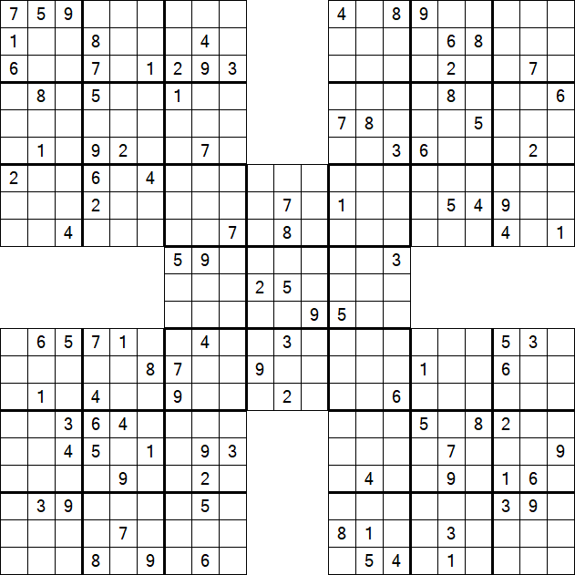 Samurai Sudoku - Difficile
