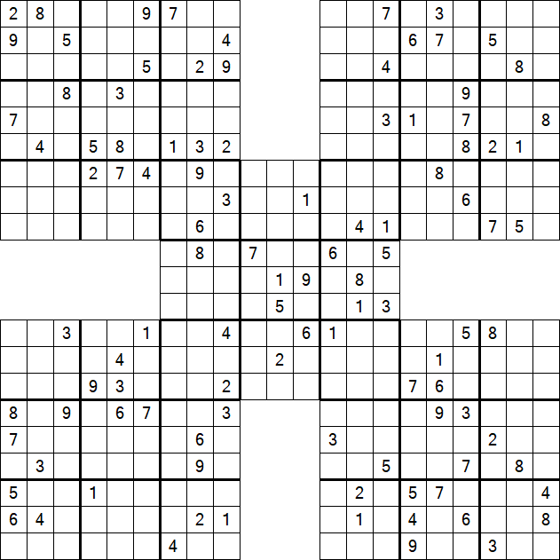 Samurai Sudoku - Difficile