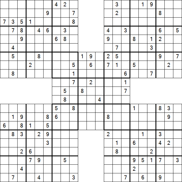 Samurai Sudoku - Difficile