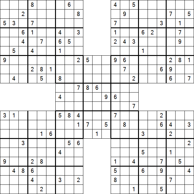 Samurai Sudoku - Difficile