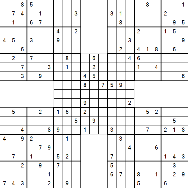 Samurai Sudoku - Difficile