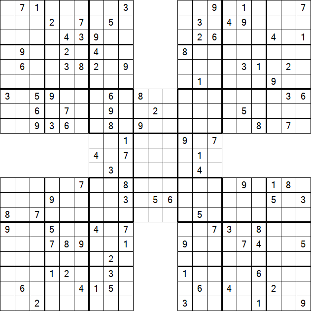 Samurai Sudoku - Difficile