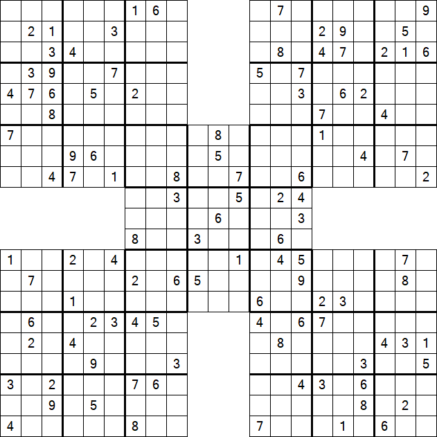 Samurai Sudoku - Difficile