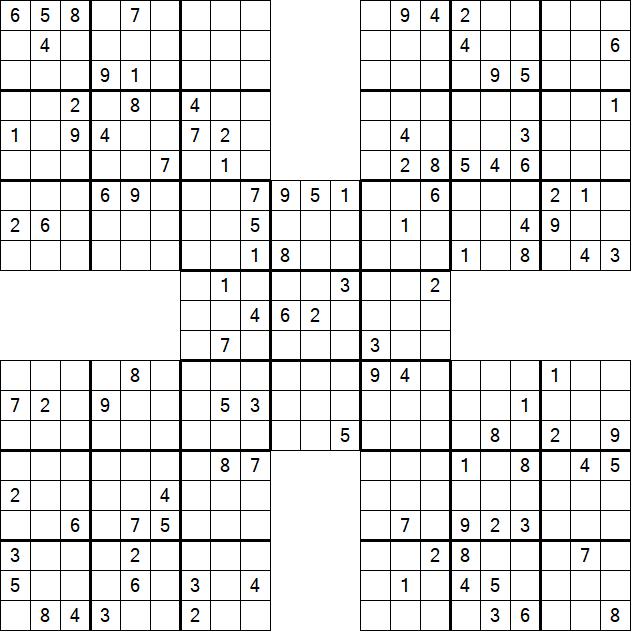 Samurai Sudoku - Difficile