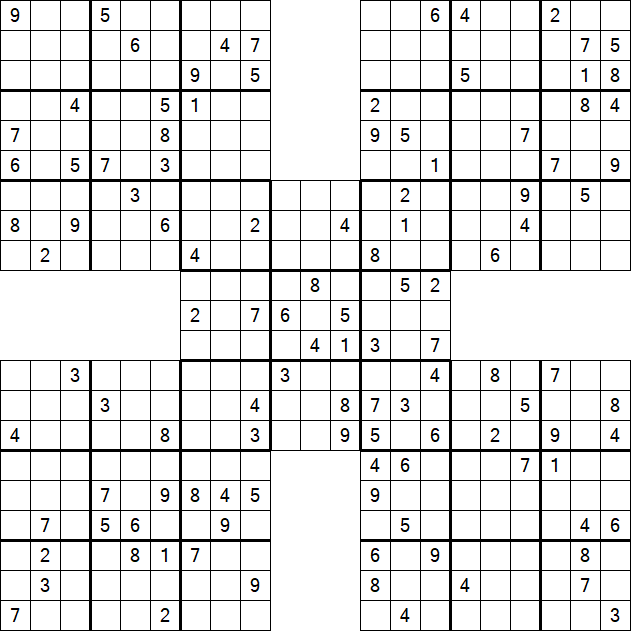 Samurai Sudoku - Difficile