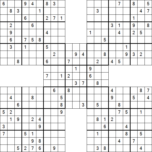 Samurai Sudoku - Difficile