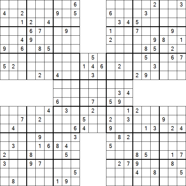 Samurai Sudoku - Difficile