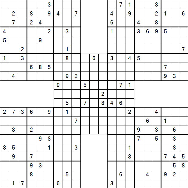 Samurai Sudoku - Difficile