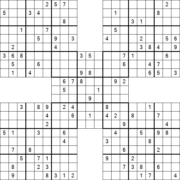 Samurai Sudoku - Difficile