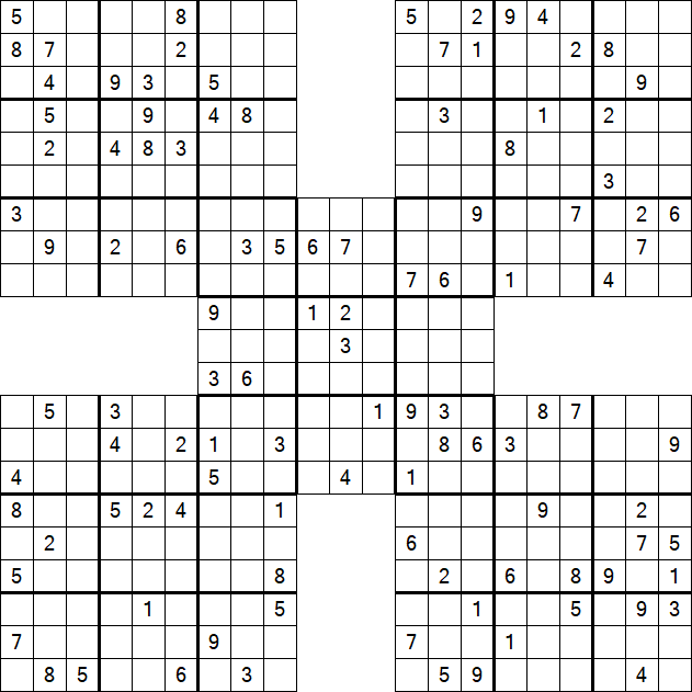 Samurai Sudoku - Difficile