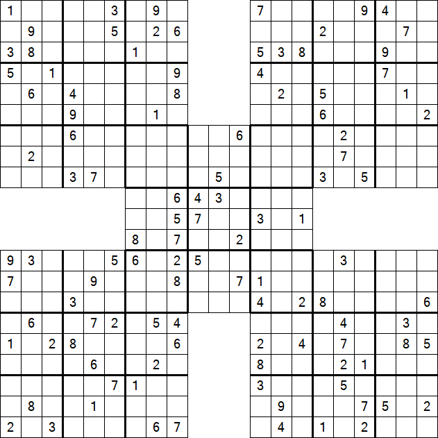 Samurai Sudoku - Difficile