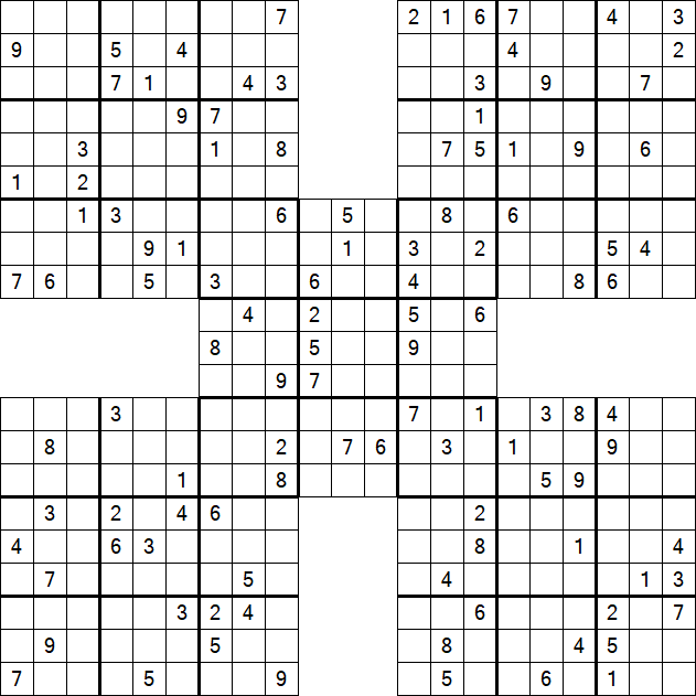 Samurai Sudoku - Difficile