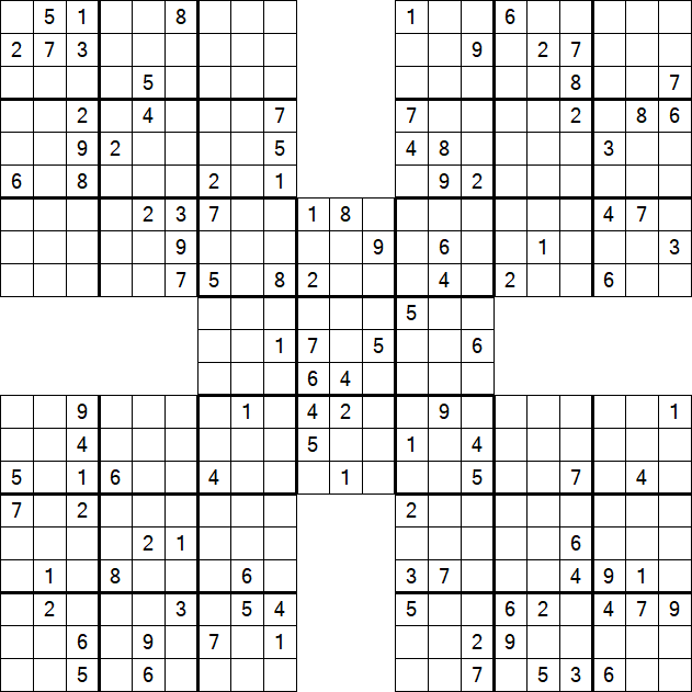 Samurai Sudoku - Difficile