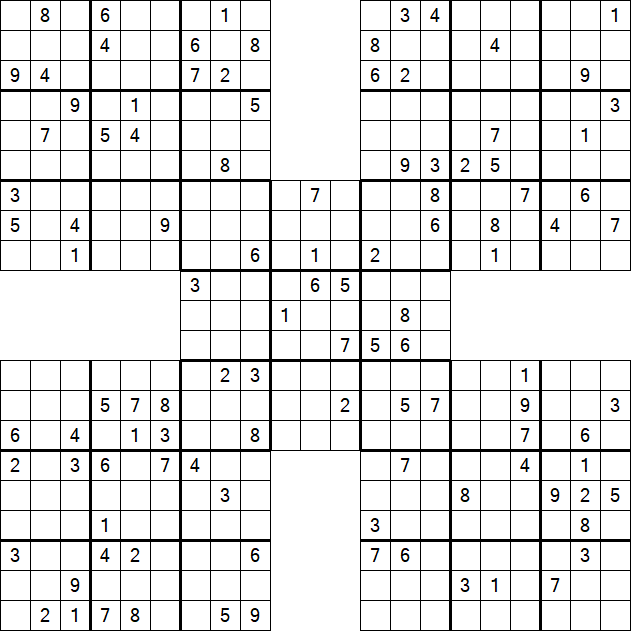 Samurai Sudoku - Difficile
