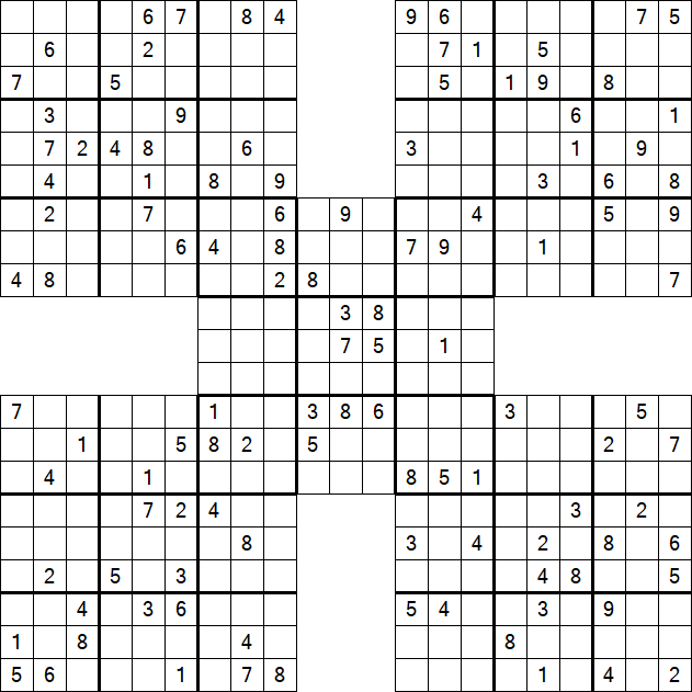 Samurai Sudoku - Difficile