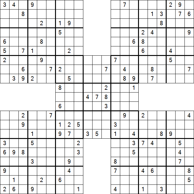 Samurai Sudoku - Difficile