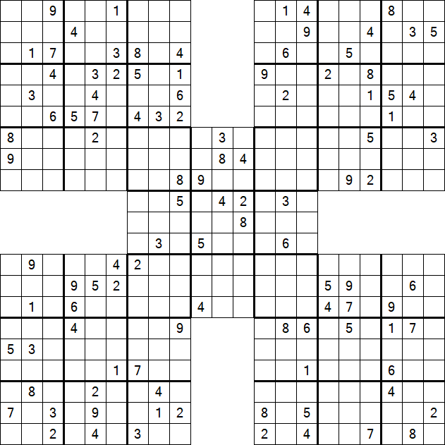 Samurai Sudoku - Difficile