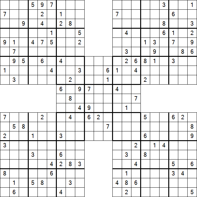 Samurai Sudoku - Difficile
