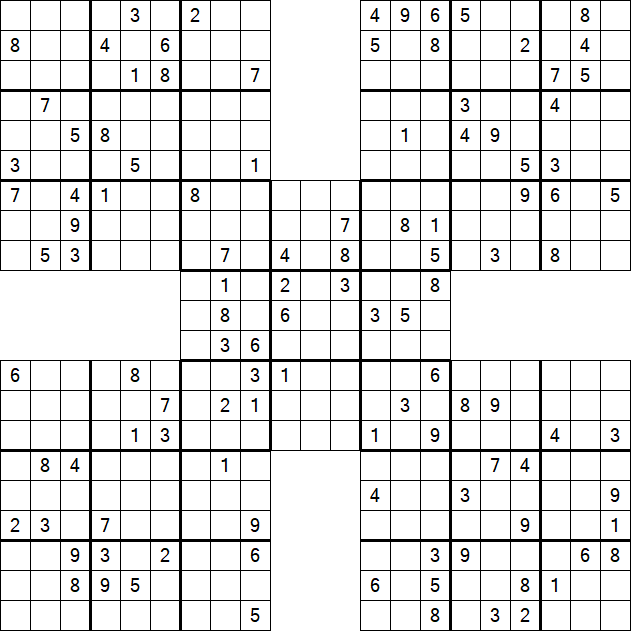 Samurai Sudoku - Difficile