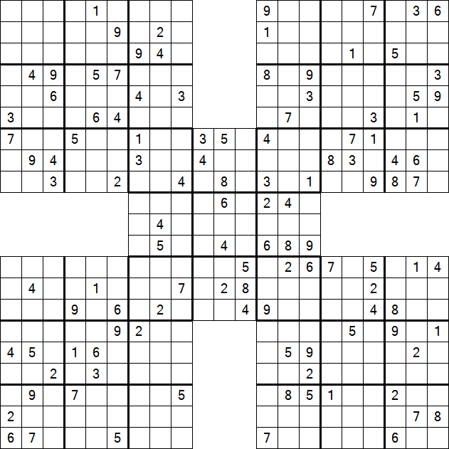 Samurai Sudoku - Difficile