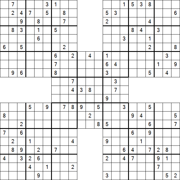 Samurai Sudoku - Difficile