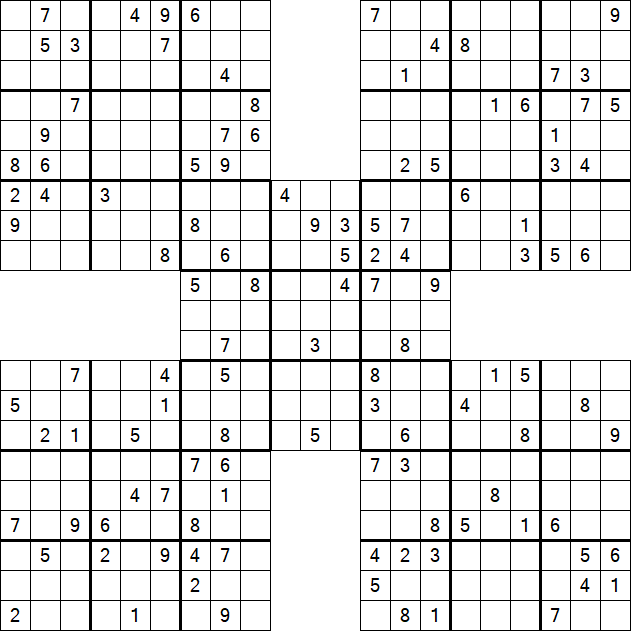 Samurai Sudoku - Difficile