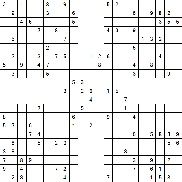 Samurai Sudoku - Difficile
