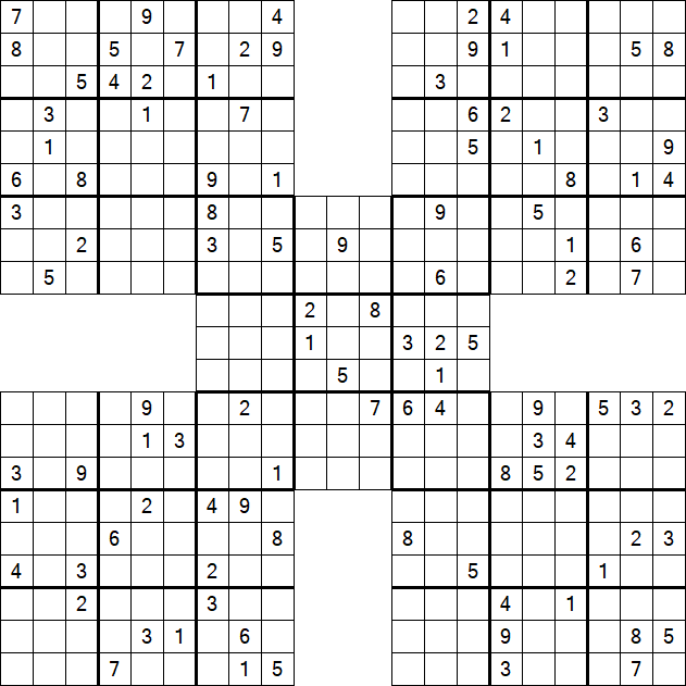 Samurai Sudoku - Difficile