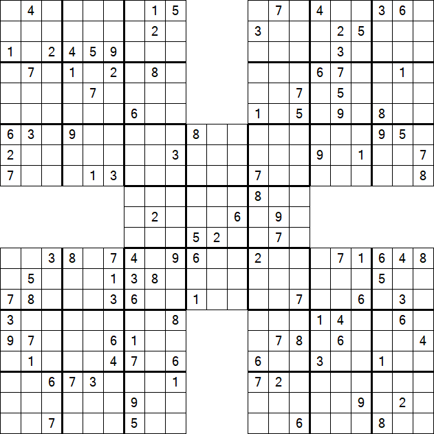 Samurai Sudoku - Difficile