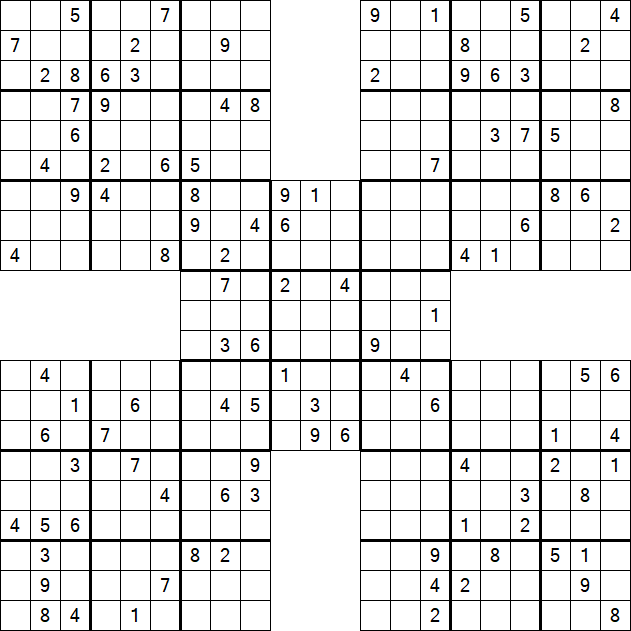 Samurai Sudoku - Difficile
