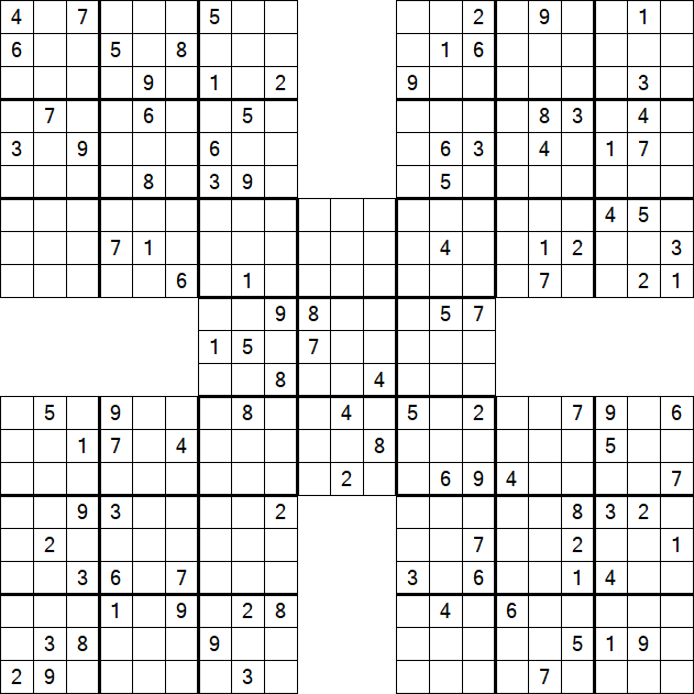 Samurai Sudoku - Difficile