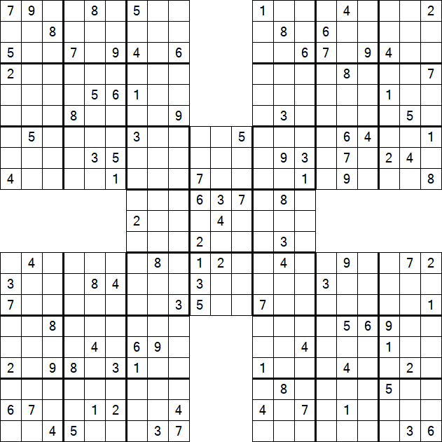 Samurai Sudoku - Difficile
