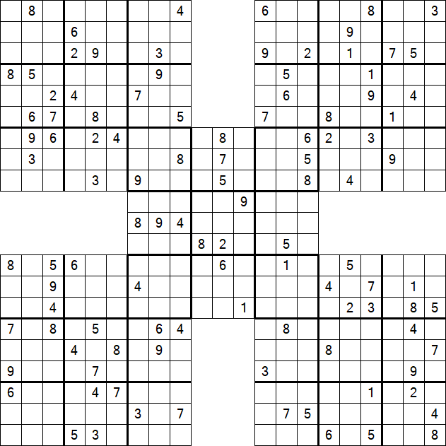 Samurai Sudoku - Difficile