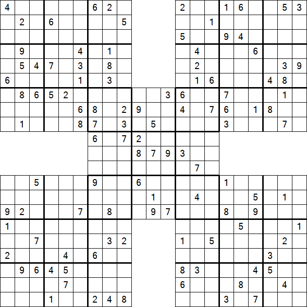 Samurai Sudoku - Difficile