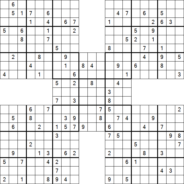 Samurai Sudoku - Difficile