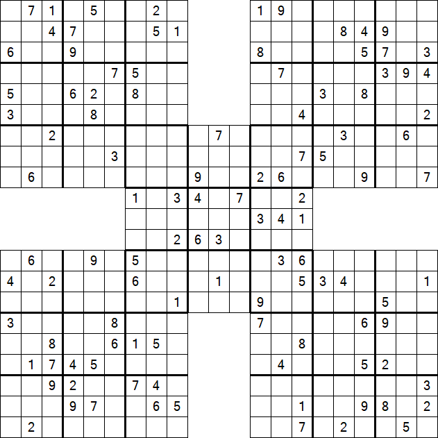 Samurai Sudoku - Difficile