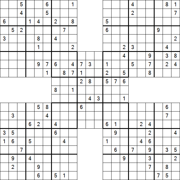 Samurai Sudoku - Difficile