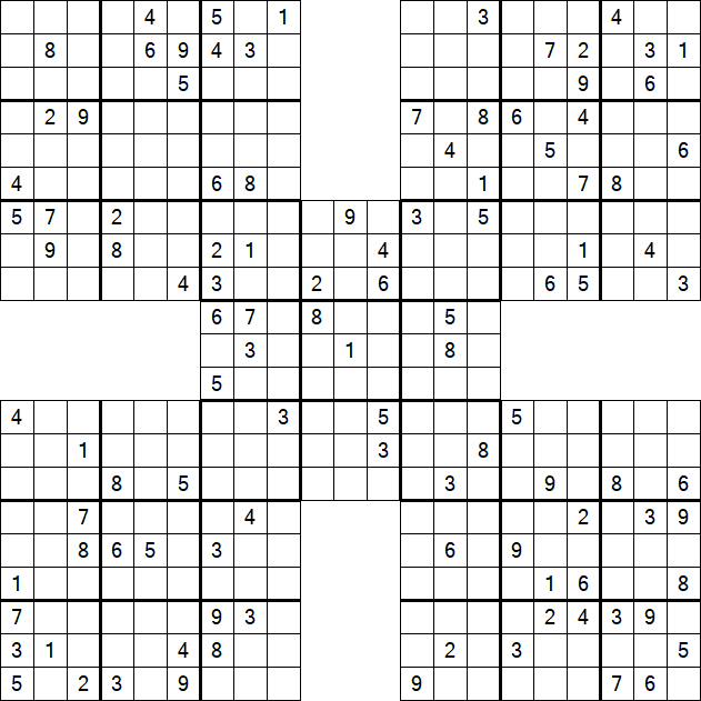 Samurai Sudoku - Difficile