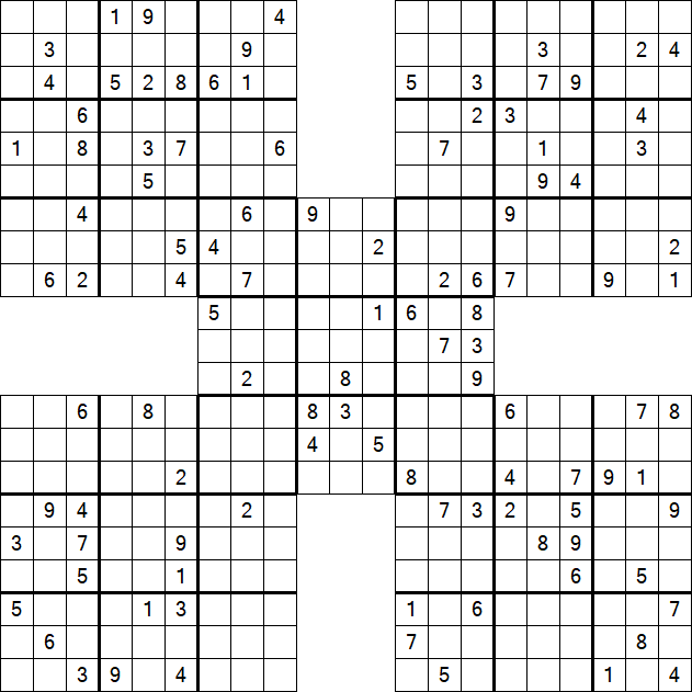 Samurai Sudoku - Difficile