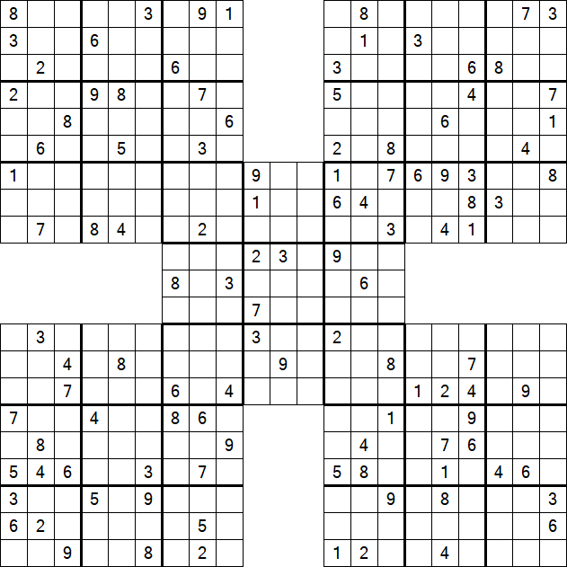 Samurai Sudoku - Difficile