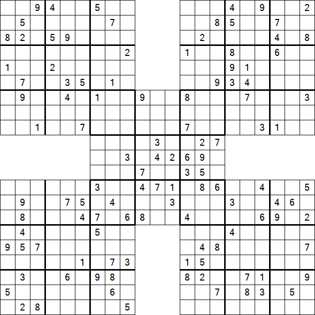 Samurai Sudoku - Difficile