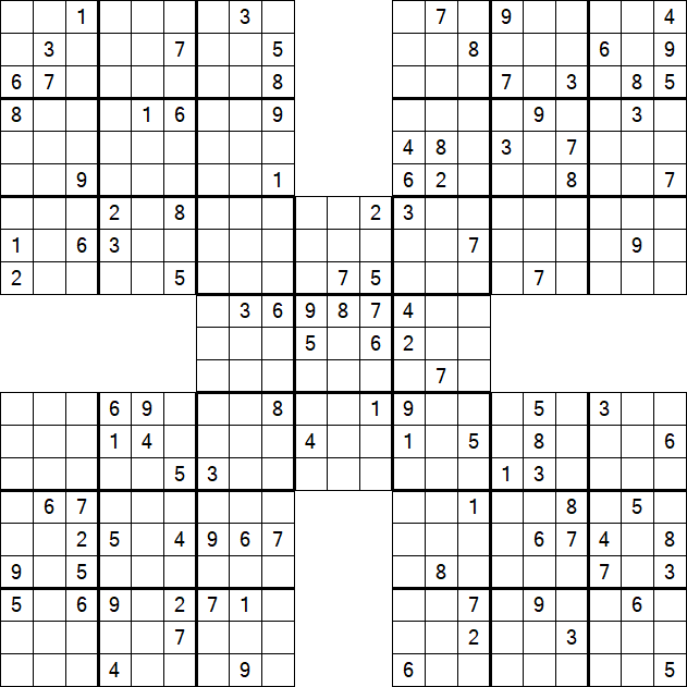 Samurai Sudoku - Difficile